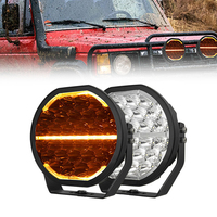 Phare LED rond de 9 pouces avec feux de jour ambre, faisceau spot, lumière auxiliaire tout-terrain, 4x4, SUV, camion, ATV, UTV, lumière de travail LED