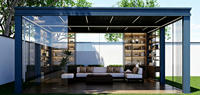 Pergola extérieure en aluminium à persiennes de type 220, avec stores anti-vent et grille en option, auvent de terrasse intelligent pour gîtes
