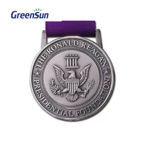 Logotipo personalizado levantado de bronce de plata de oro esmalte de Metal maratón acabado medalla