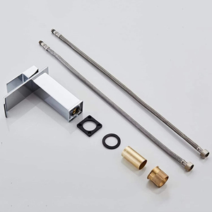 Grifo de Lavabo Monomando de Lujo Moderno, Mezclador de Lavabo de Acero Inoxidable Negro y Dorado, <span class=keywords><strong>Grifos</strong></span> de Baño con Efecto Cascada - Product Image 4