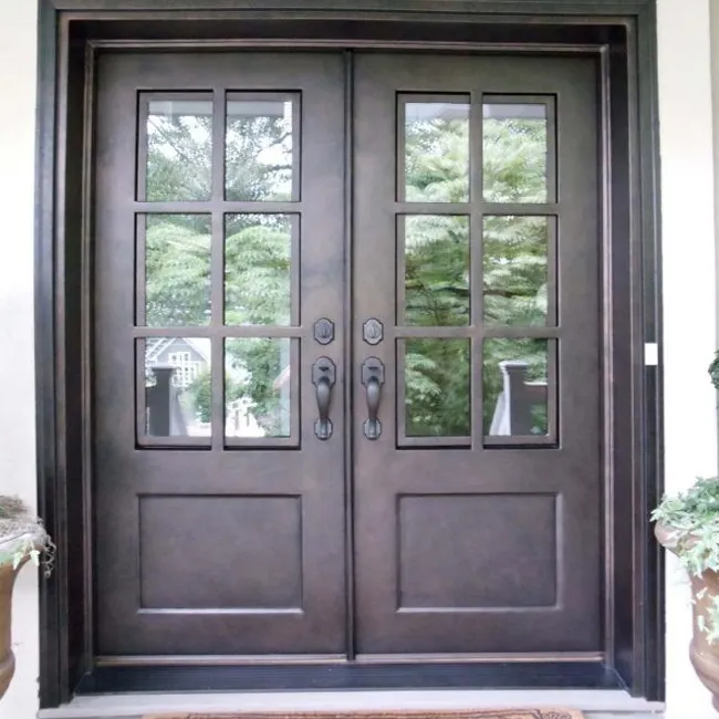 Hot Sale French Wrought Iron Front Main Entry Door For Exterior