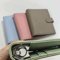 Protège-cahier personnalisé en cuir végétalien de luxe, planificateur multifonction A6, classeur à 6 anneaux dorés, classeur budgétaire rose, classeur portefeuille Pebble