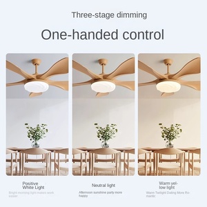 Ventilateur de plafond moderne pour salle de bain avec télécommande silencieuse à économie d'énergie, 5 pales, éclairage LED, métal et plastique, 3 vitesses - Product Image 2