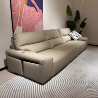 Canapé d'angle en cuir véritable sur mesure à trois places, en forme de L, avec dossier réglable en éponge antibactérienne, pour appartement ou hôtel