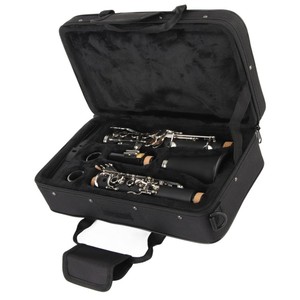 Ensemble de clarinettes en bois à 17 clés Bb avec chiffon de nettoyage, tournevis, boîte, instrument de musique noir - Product Image 3