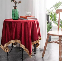 Nappe en velours pour mariage, fête, banquet, élégante, lavable, résistante aux taches, rectangulaire, ronde, en tissu polyester