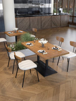 Table à manger carrée en pin massif antique - Mobilier multifonctionnel pour la restauration commerciale, idéal pour les restaurants occidentaux