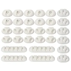 30-Piece Adhesive Clip Hooks Plastic Silicone Wire Management Cable Storage Organizer Magnetic Cable Bag Charger Earphone