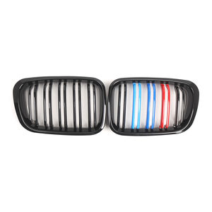 Pour <span class=keywords><strong>BMW</strong></span> <span class=keywords><strong>Série</strong></span> 3 E46 4 Portes 1998-2001 Calandres Avant Double Haricot Noir Brillant Couleur <span class=keywords><strong>M</strong></span> 51138208489 51138208490 - Product Image 1