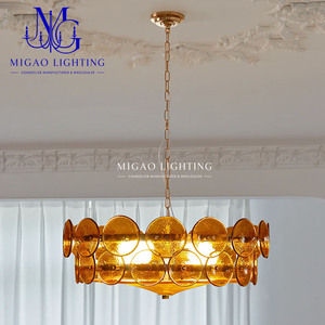 Lámpara de Araña de Cristal Artístico Texturizado Marrón Ámbar Estilo Medieval Francés, Colgante de Lujo Ligero para Salón, Comedor y Techos Altos de Villa - Product Image 3