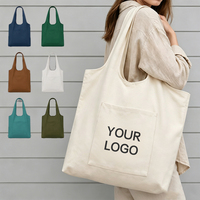 Tas Tote Kanvas Kapasitas Besar Multi-Saku dengan Cetak Logo Custom, Ready Stock, untuk Belanja, Perjalanan, Santai, dan Kegunaan Sehari-hari