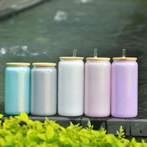 Verres à boire en forme de canette de bière 16oz, holographiques à paillettes, pour impression par sublimation blanche, vente en gros depuis entrepôt USA - Product Image 4