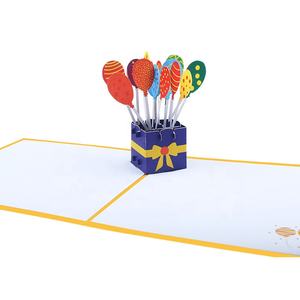 Nouveau design de montgolfière Cartes de vœux faites à la main Cartes de remerciement personnalisées avec fleur <span class=keywords><strong>d</strong></span>écoupée au laser 3D - Product Image 1