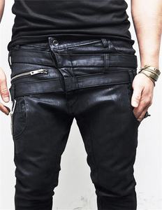 Doppia Cinghia Cavallo Rivestito di Cera Mens Nero <span class=keywords><strong>Skinny</strong></span> Denim <span class=keywords><strong>Jeans</strong></span> Biker - Product Image 3