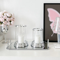 Vente en gros de porte-bougies cylindriques transparents en argent de style français vintage, fabriqués en Chine, décoration élégante de luxe discret pour le salon
