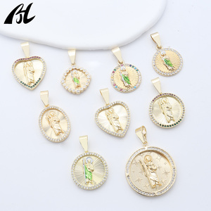 <strong>St</strong>. <strong>Jude</strong> Religious Pendant 14K Gold Zircon Three-Color Brass Material Multiple Styles for <strong>Gift</strong> - Product Image 3