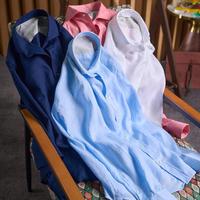 Kemeja Pria Lengan Panjang Slim Fit Trendy Musim Panas Bahan Linen Italia Vintage Inggris, Bernapas, Kasual, Kerah Kancing, Pewarnaan Polos
