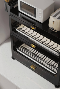 Scolapiatti estraibile doppio in metallo ecologico e impermeabile, porta piatti e ciotole, antipolvere, per armadietto da <span class=keywords><strong>cucina</strong></span> - Product Image 2