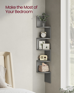 Estante de esquina <span class=keywords><strong>VASAGLE</strong></span>, estante de pared flotante de madera de 5 niveles para sala de estar y dormitorio - Product Image 3