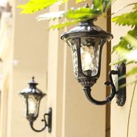 Applique murale paysage jardin or antique extérieur européen IP65 étanche Vintage extérieur LED lanterne murale en aluminium