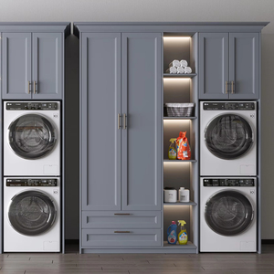 Armoire à linge moderne en bois massif JINGSHUN avec étagères intégrées, design personnalisable, fabrication sur mesure - Product Image 1