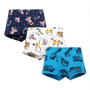 Hot Sale Children's 100% Organic Cotton Cartoon Print Boy Boxer Shorts Children's Underwear