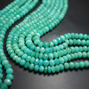 Perles vertes facettées de qualité supérieure en amazonite naturelle certifiée CMA, 7-8 mm, 8 pouces, pour la fabrication de bijoux (vente en gros) - Product Image 1