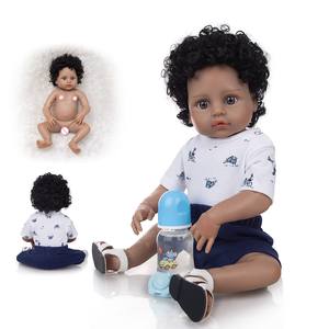 NEU 49CM Reborn Baby puppen Voll silikon Vinyl Echtes asiatisches Gesicht Afrikanische Frisur Junge Baby Bonecas Reborn Toys Bebe Weihnachts geschenk