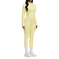 Nouvelle combinaison de yoga sans couture respirante et lourde de 450g pour femme, sexy, avec fermeture éclair sur le devant, pour l'entraînement, le fitness et la gym, longueur intégrale