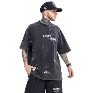 เสื้อยืดโอเวอร์ไซส์ผ้าคอตตอนถักเนื้อหนา พิมพ์ลายกราฟิกสตรีทแวร์สำหรับผู้ชาย เป็นมิตรกับสิ่งแวดล้อม ซักด้วยน้ำยาสโตนวอช - Product Image 1