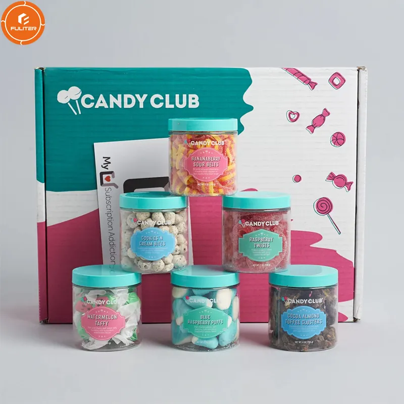 Caja de regalo personalizada de embalaje corrugado, 6 latas redondas de lujo