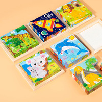 Grosir teka-teki Gambar kayu 3D hewan kartun pendidikan Puzzle blok permainan kayu yang cocok untuk anak-anak