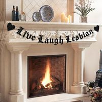 Dekorasi Pesta Lajang Banner Live Laugh Lesbian Gothic Old English Emo Goth Queer Gay Pride LGBTQ Perlengkapan Pesta Lajang
