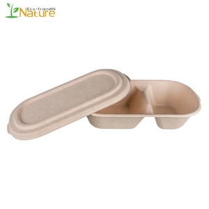 Wholesale custom biodegradable 2 compartment bagasse food container with lid - Product Image 5