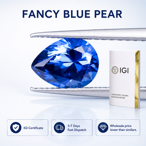 Diamante Azul Intenso de Corte Pera, Certificado por IGI, de 1 a 5 Quilates, Diamante Azul Cultivado en Laboratorio para Anillo de Compromiso - Product Image 3