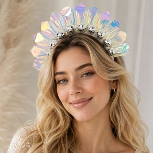 Led <b>Headband</b> Light up <b>Ball</b> Headpiece Flashing Laser Crown Luminous Hair Hoop for 70S <b>Disco</b> Bachelorette - Product Image 4
