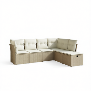 Ensemble de canapés de jardin modulaires en rotin PE beige, 6 places, mobilier d'extérieur - Product Image 1
