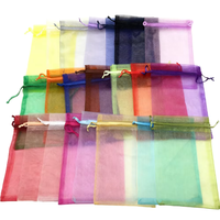 Sac à cordon en organza personnalisé, pour bijoux, boucles d'oreilles, emballage cadeau, pochette transparente, mini sac transparent, fête de Noël