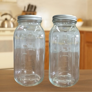 64 oz rộng miệng <span class=keywords><strong>Mason</strong></span> Jar với nắp rõ ràng Heavy Duty Glass kín lưu trữ đóng hộp Jar và tốt nghiệp dòng nửa Gallon - Product Image 1