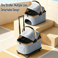 Sac de transport pliable confortable et imperméable pour animaux de compagnie, chariot détachable, cadre en acier au carbone, roues silencieuses en PU, charge de 10 kg, OEM
