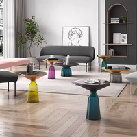 Hochwertiger Luxuriöser Moderner Runder Couchtisch - Rauchglas-Marmor-Tischplatte mit Goldenem Gestell Wohnzimmermöbel