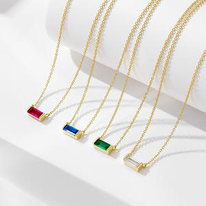 큐빅 지르코니아 골드 도금 보석 문 펜던트 목걸이 여자를위한 선물 925 스털링 실버 탄생석 목걸이 - Product Image 2