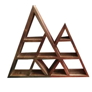 钻石六边形3D浮动展示架实木六边形三角水晶架精油