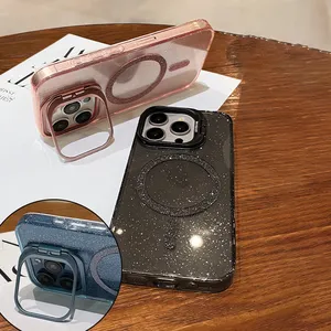 Từ iPhone 16 15 14 11 12 13 Pro Max Trường Hợp Điện Thoại Với Rõ Ràng Bìa Bảo Vệ Ống Kính Và Long Lanh Đứng Sạc Không Dây - Product Image 5