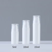 Bouteilles de lotion sans air en plastique vides de 5 ml, 10 ml, 15 ml avec logo de marque privée pour crèmes cosmétiques, sérums, usage en voyage