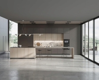 Cuisine modulaire de luxe Lesso Home avec îlot de 3 m en verre et bois laqué, écologique, ignifuge, design moderne