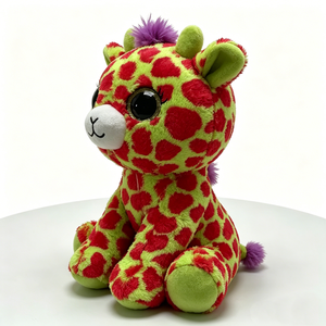 Cute green red spotted <b>giraffe</b> Purple hair big eyes <b>plush</b> Soft stuffed animal toy Green spotted <b>giraffe</b> <b>plush</b> - Product Image 6