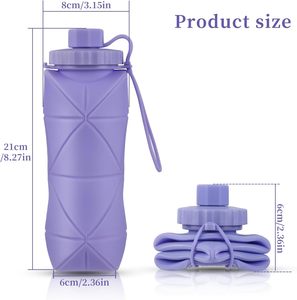 600ml Large Capacity Silicone Foldable Water Bottle Portable Telescopic Outdoor <b>Sports</b> Water Cup Travel Water Bottle - Product Image 2