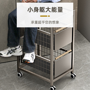 Kitchen Vegetable <b>Storage</b> Trolley Drawer Style Multi Layer Metal Rack Portable <b>Narrow</b> <b>Storage</b> Cart - Product Image 2