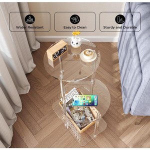<span class=keywords><strong>Table</strong></span> d'appoint <span class=keywords><strong>ronde</strong></span> à 3 niveaux en acrylique <span class=keywords><strong>transparente</strong></span> de 118 pouces, fabriquée en Chine, pour salon et chambre à coucher - Product Image 3